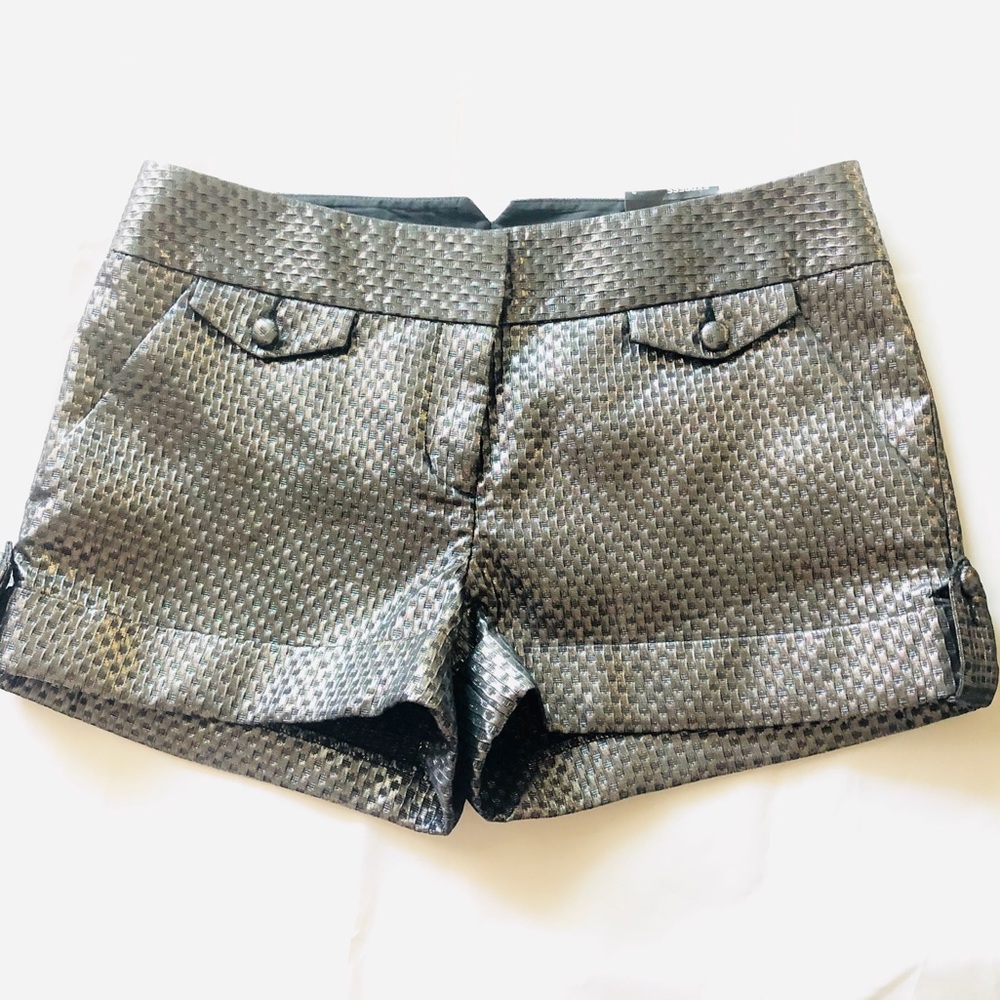 Express Silver Metallic Cuffed Shorts